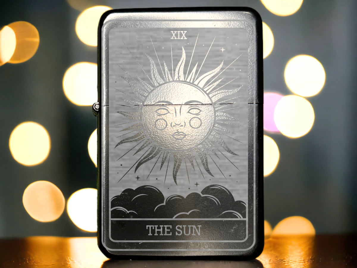 Engraved Tarot Card Lighter, Refillable Black Gothic Gift