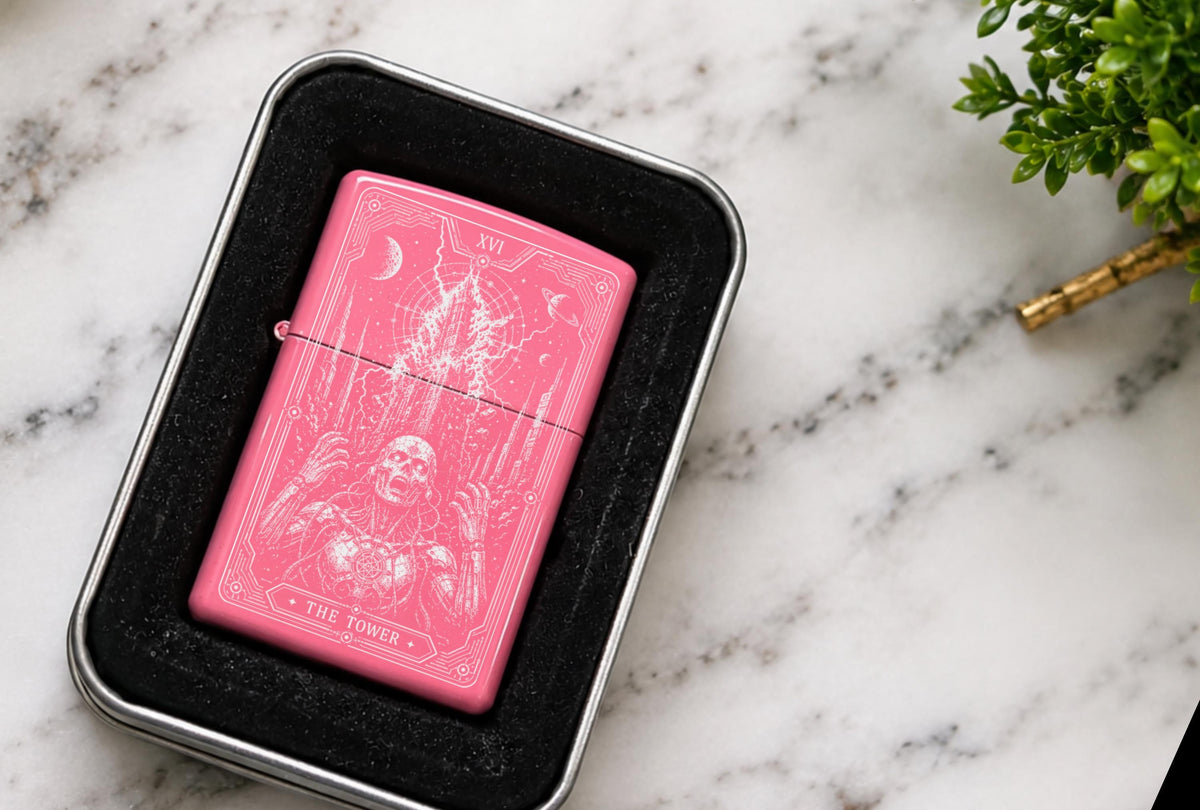 Futuristic Tarot Card Engraved Lighter, Cyberpunk Tarot Lighter, Celestial Gothic Lighter, Tarot Gift, Mystical Occult Gift