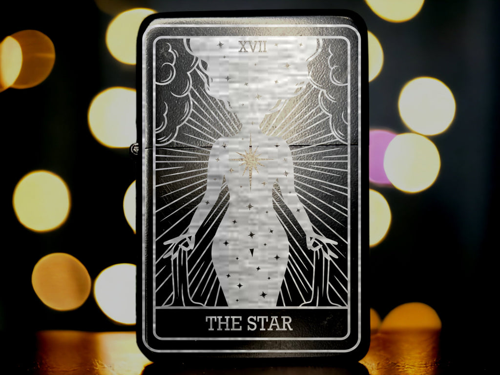The Star Tarot Card Lighter: Custom Engraved Refillable Flip Top