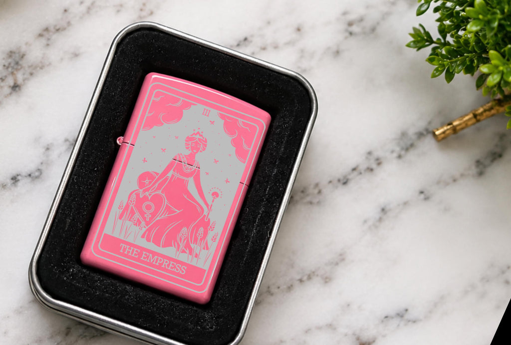 Custom Engraved Tarot Card Lighter, Refillable Black Gothic Gift, Spiritual Present, Smoker Accessory