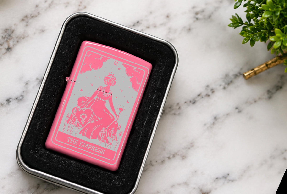 Custom Engraved Tarot Card Lighter, Refillable Black Gothic Gift, Spiritual Present, Smoker Accessory