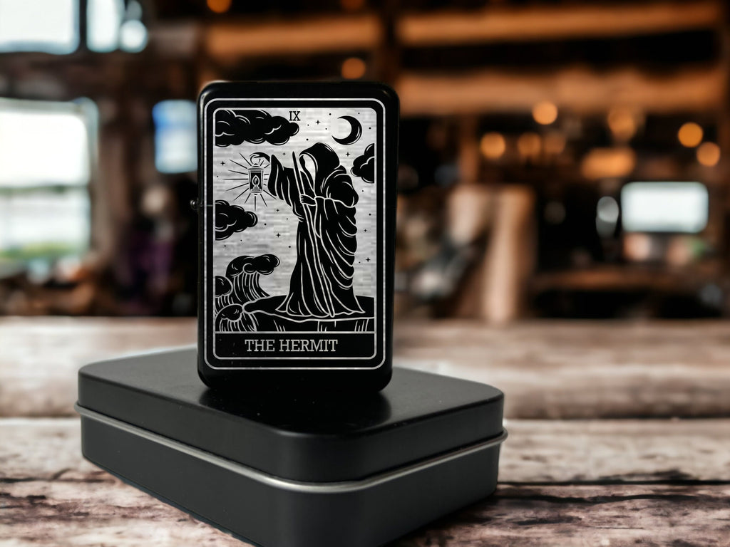 The Hermit Black Tarot Card Engraved lighter | Spiritual gift