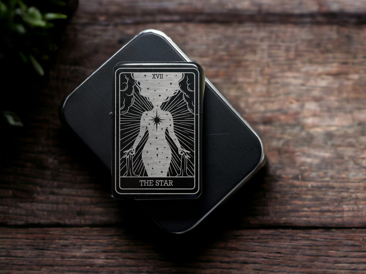 The Star Tarot Card Lighter: Custom Engraved Refillable Flip Top