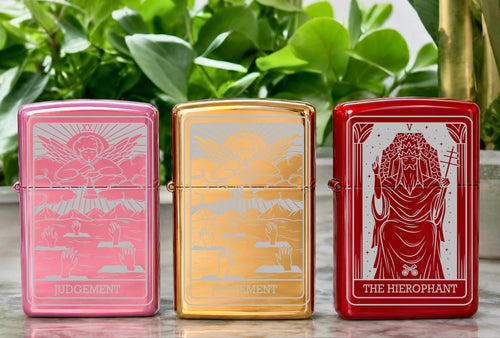 Custom Engraved Tarot Card Lighter, Refillable Black Gothic Gift, Spiritual Present, Smoker Accessory
