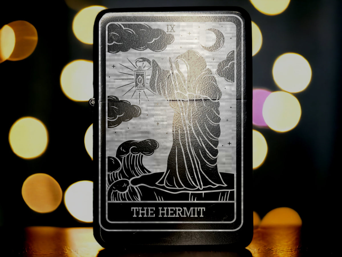 The Hermit Black Tarot Card Engraved lighter | Spiritual gift
