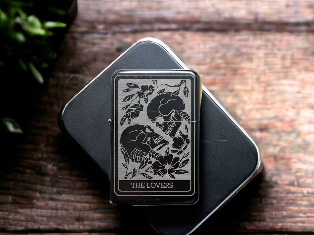 Engraved Tarot Card Lighter, Refillable Black Gothic Gift
