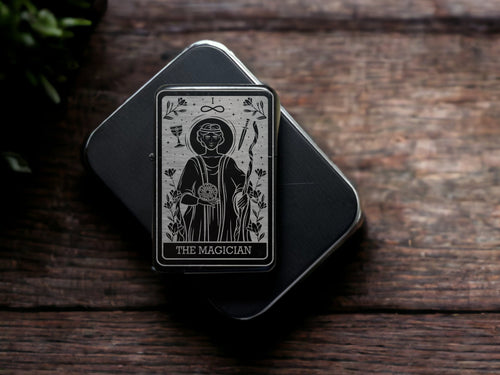 Custom Engraved Lighter, Refillable Flip top Lighter, The Magician Tarot Card, Smokers Accessories, Spiritual Gift
