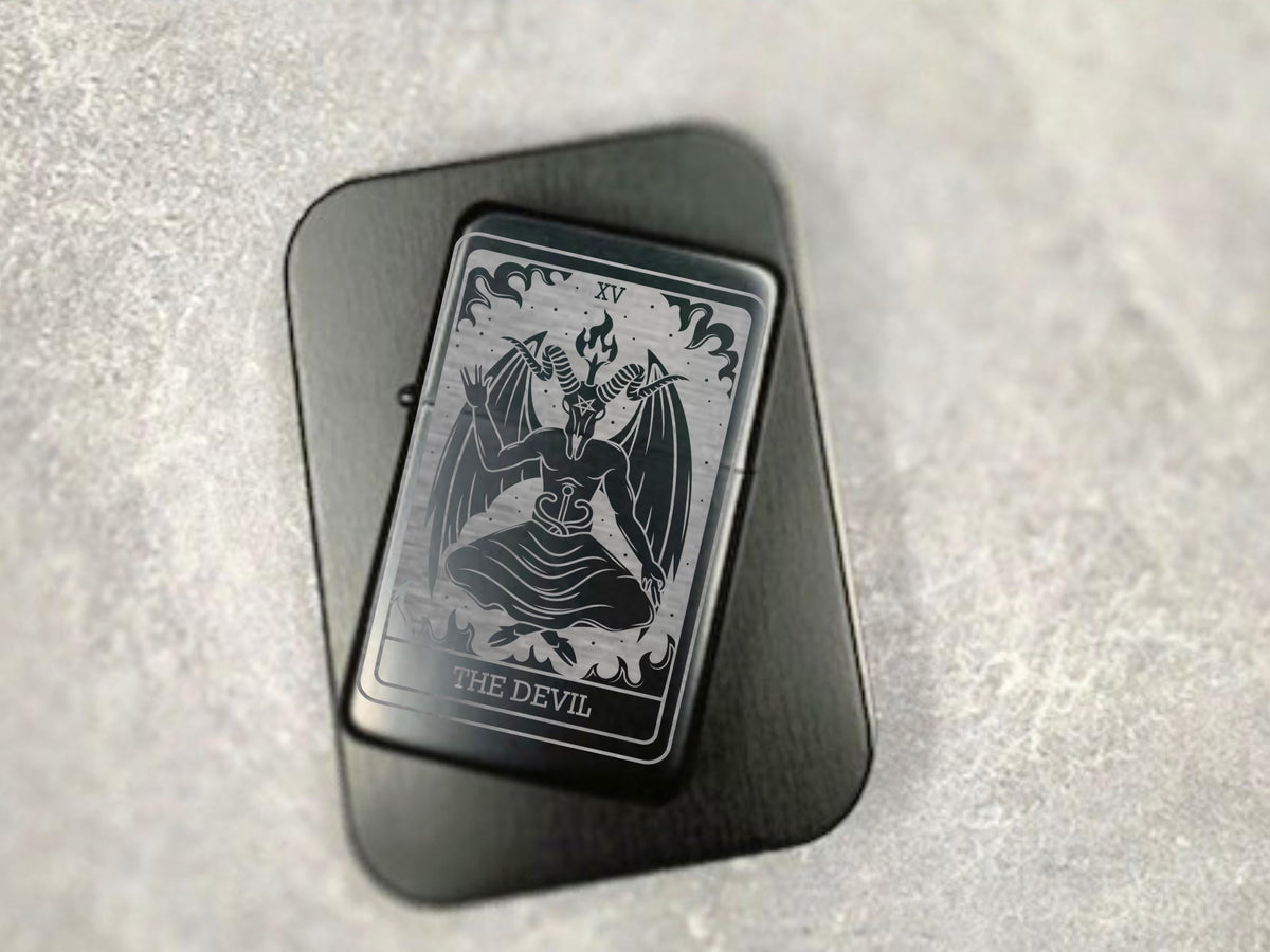 Engraved Tarot Card Lighter, Gothic Accessories, Sun, Moon, Lovers