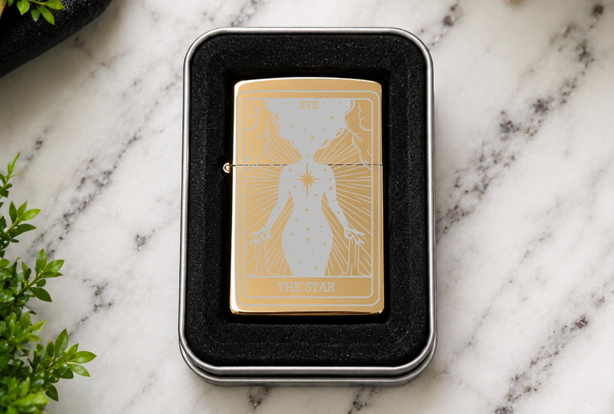 Custom Engraved Tarot Card Lighter, Refillable Black Gothic Gift, Spiritual Present, Smoker Accessory